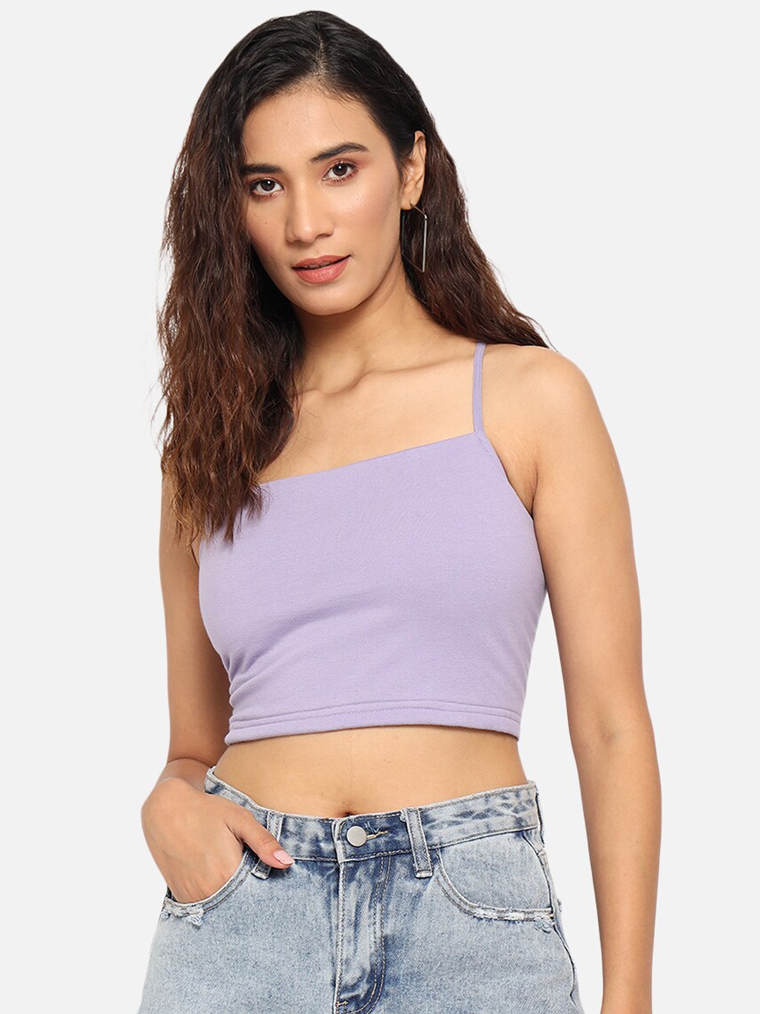 

Trend Arrest Lavender Pure Cotton Fitted Crop Top