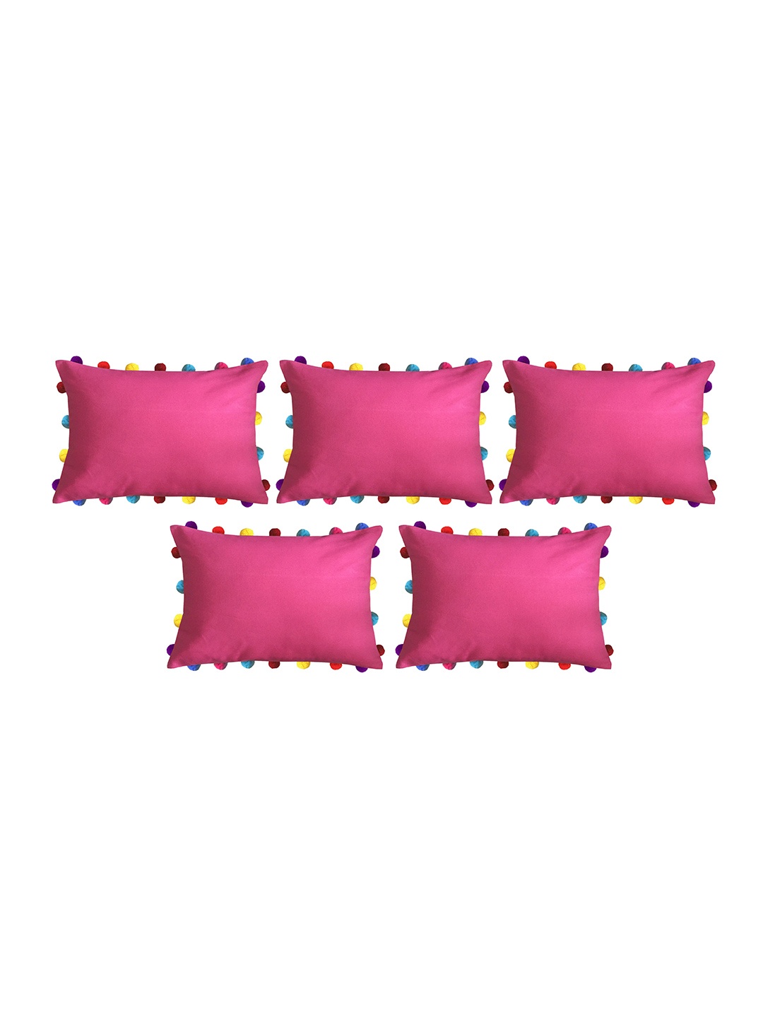 

Lushomes Pack Of 5 Pink Solid Cushion Covers with Colorful Tassels