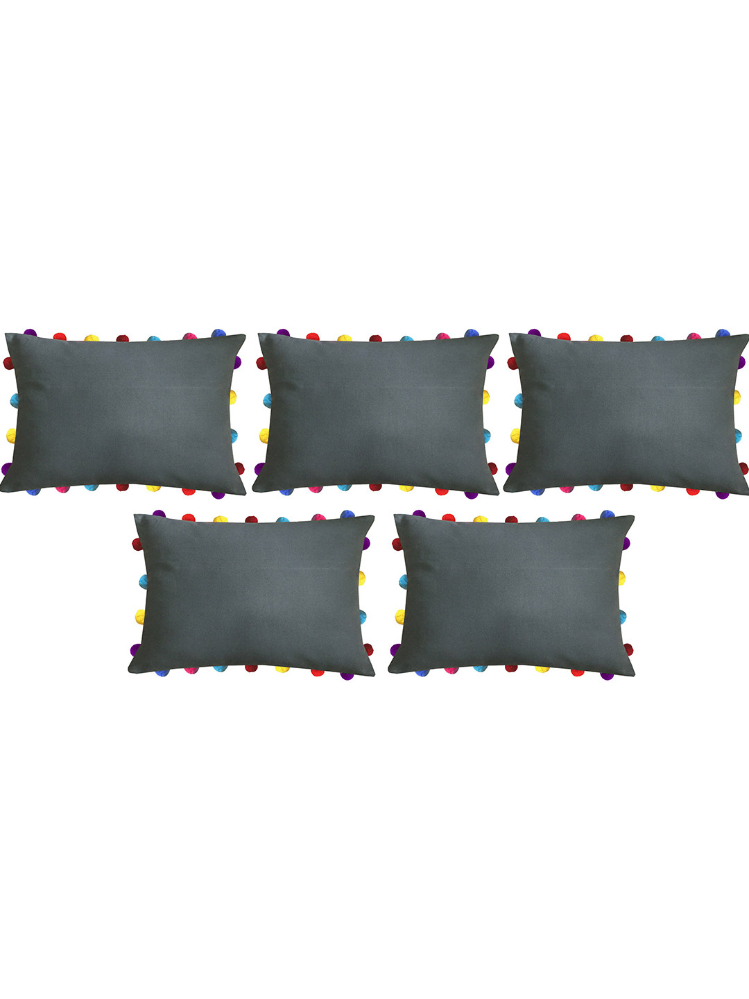 

Lushomes Grey & Blue Set of 5 Rectangle Cushion Covers