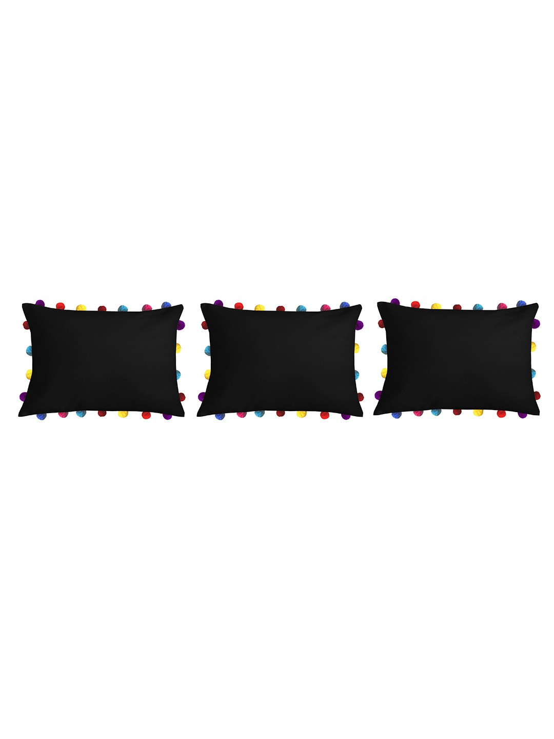 

Lushomes Black & Blue Set of 3 Rectangle Cushion Covers