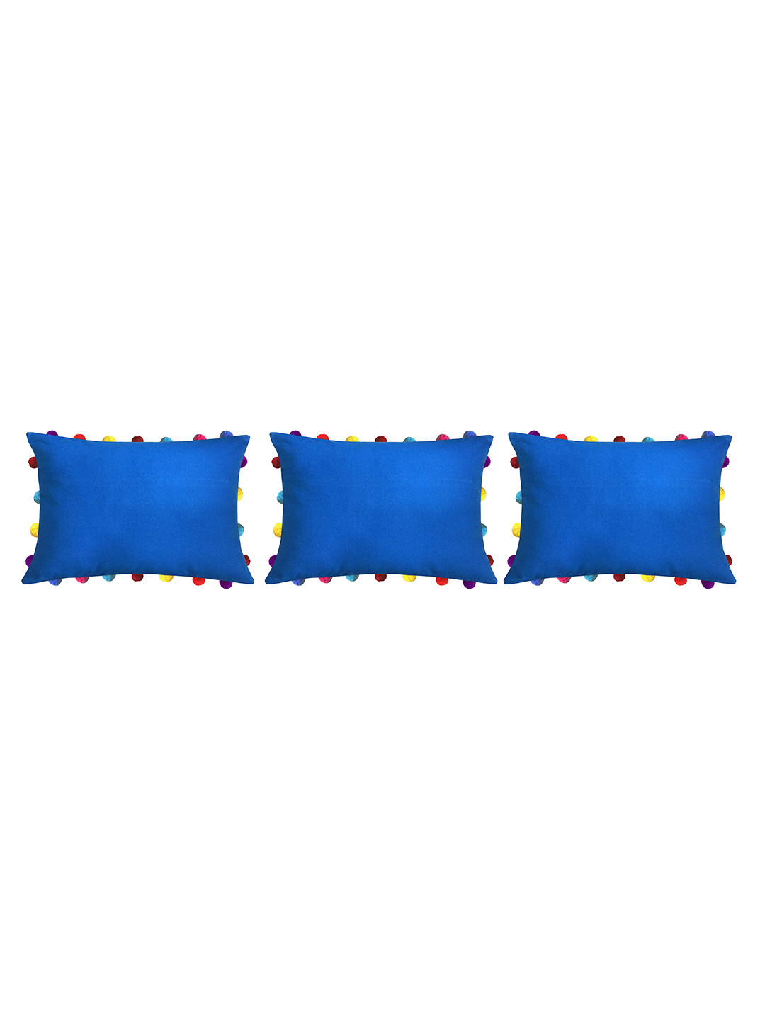 

Lushomes Pack Of 3 Blue Solid Pure Cotton Cushion Covers with Tassels