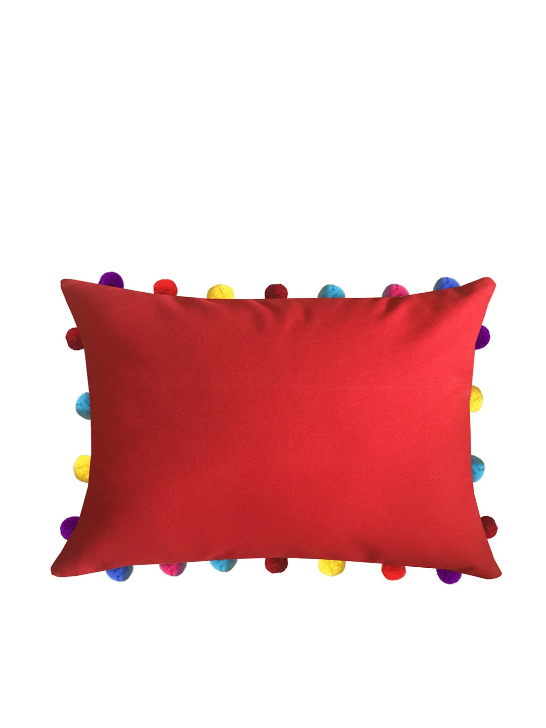 

Lushomes Red Pure Cotton Solid Cushion Covers with Colorful Tassels