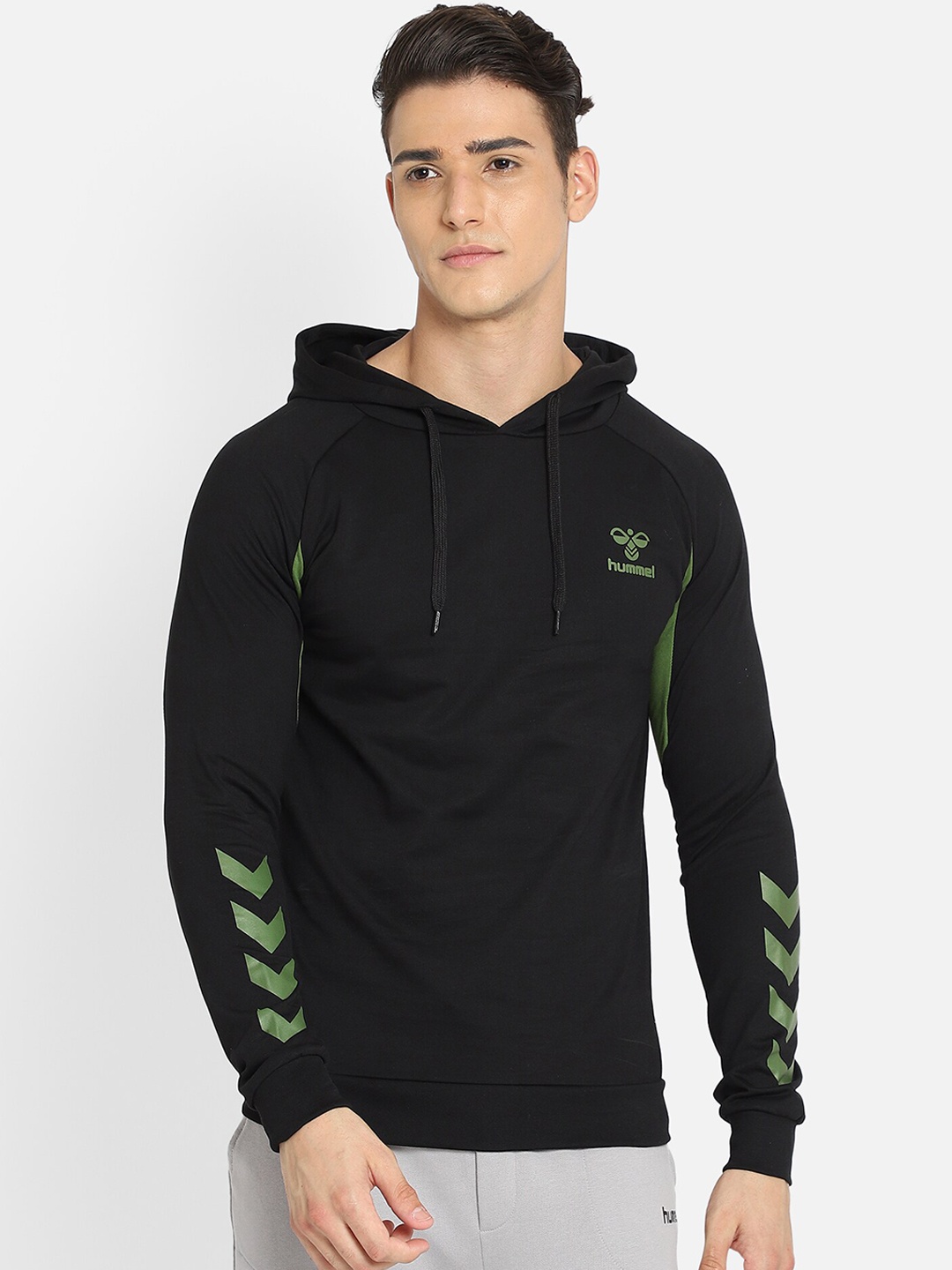 

hummel Men Black Hooded Sweatshirt