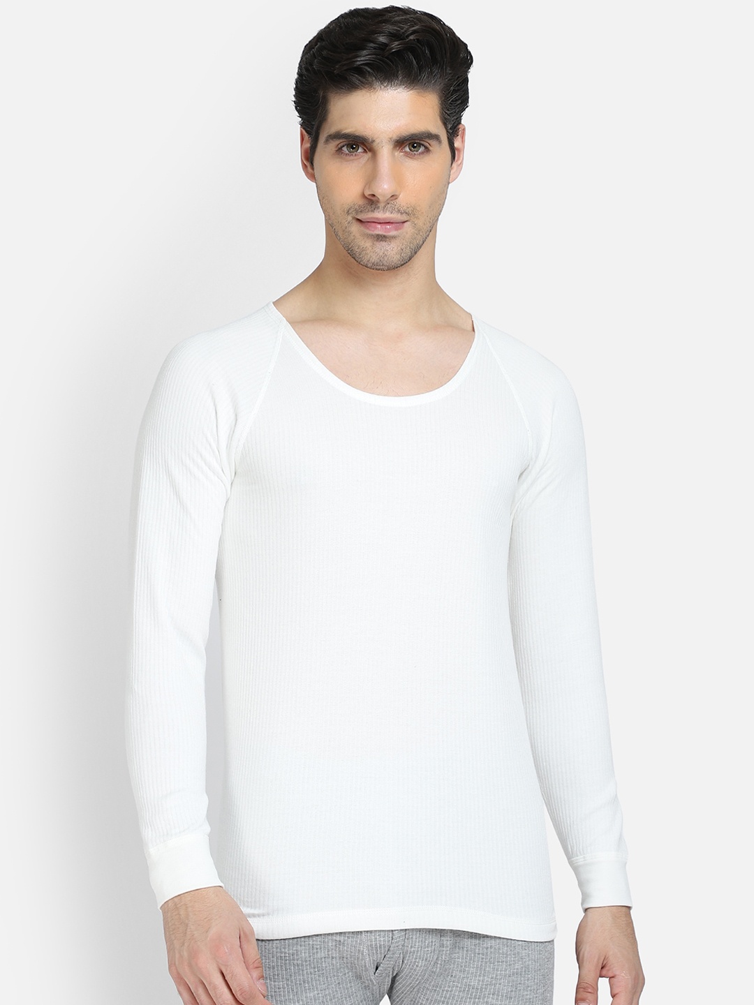 

BODYCARE INSIDER Men White Ribbed Thermal T-shirt