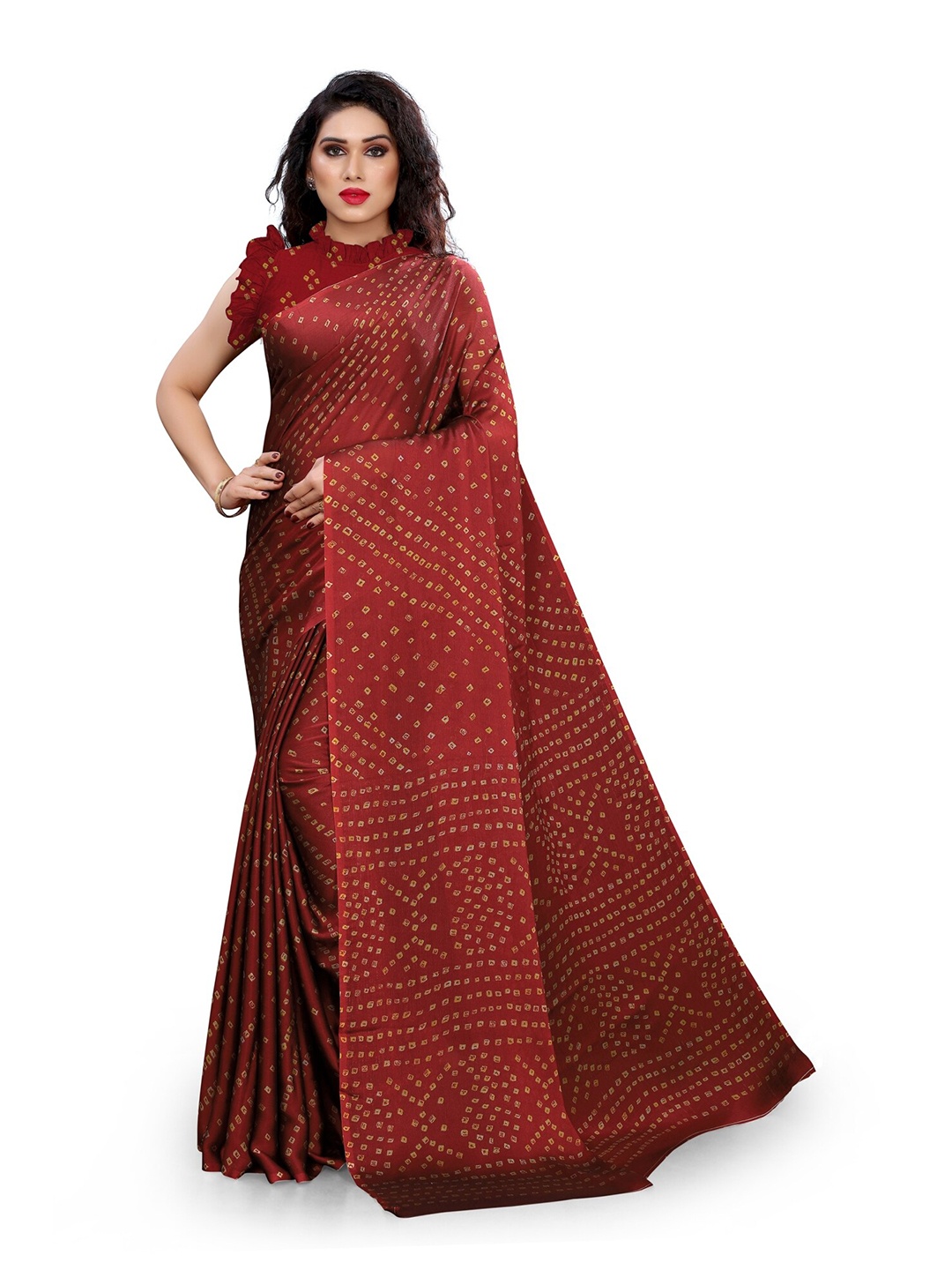 

KALINI Women Maroon Printed Chiffon Saree