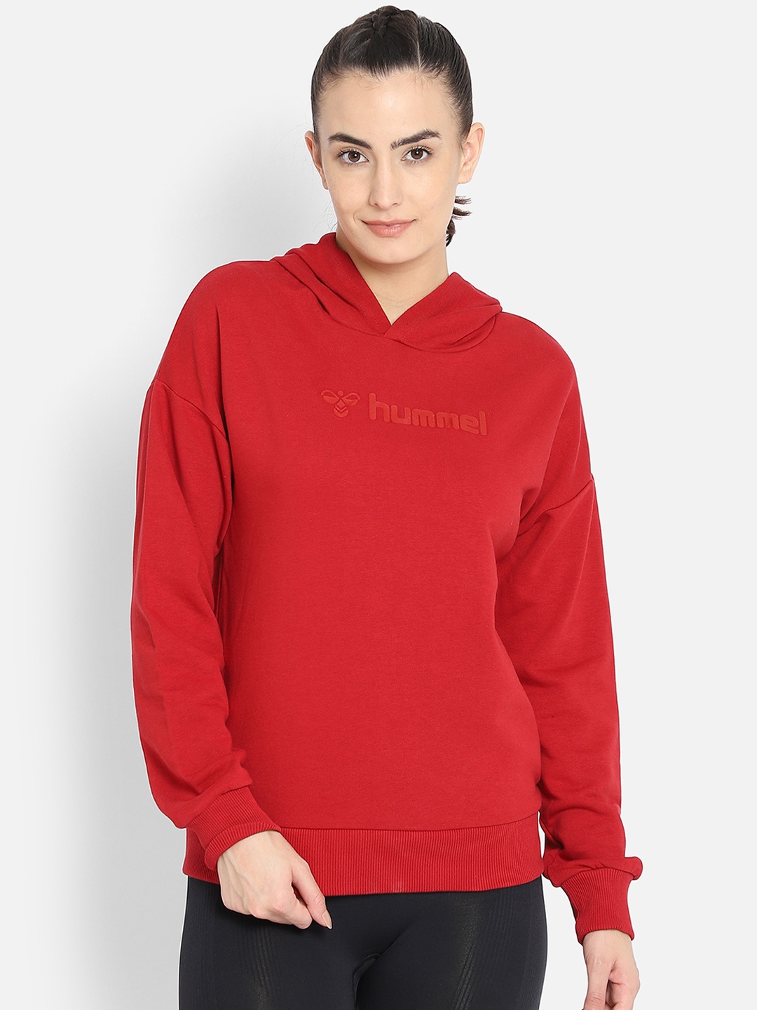 

hummel Women Red Hooded Pullover Sweatshirt