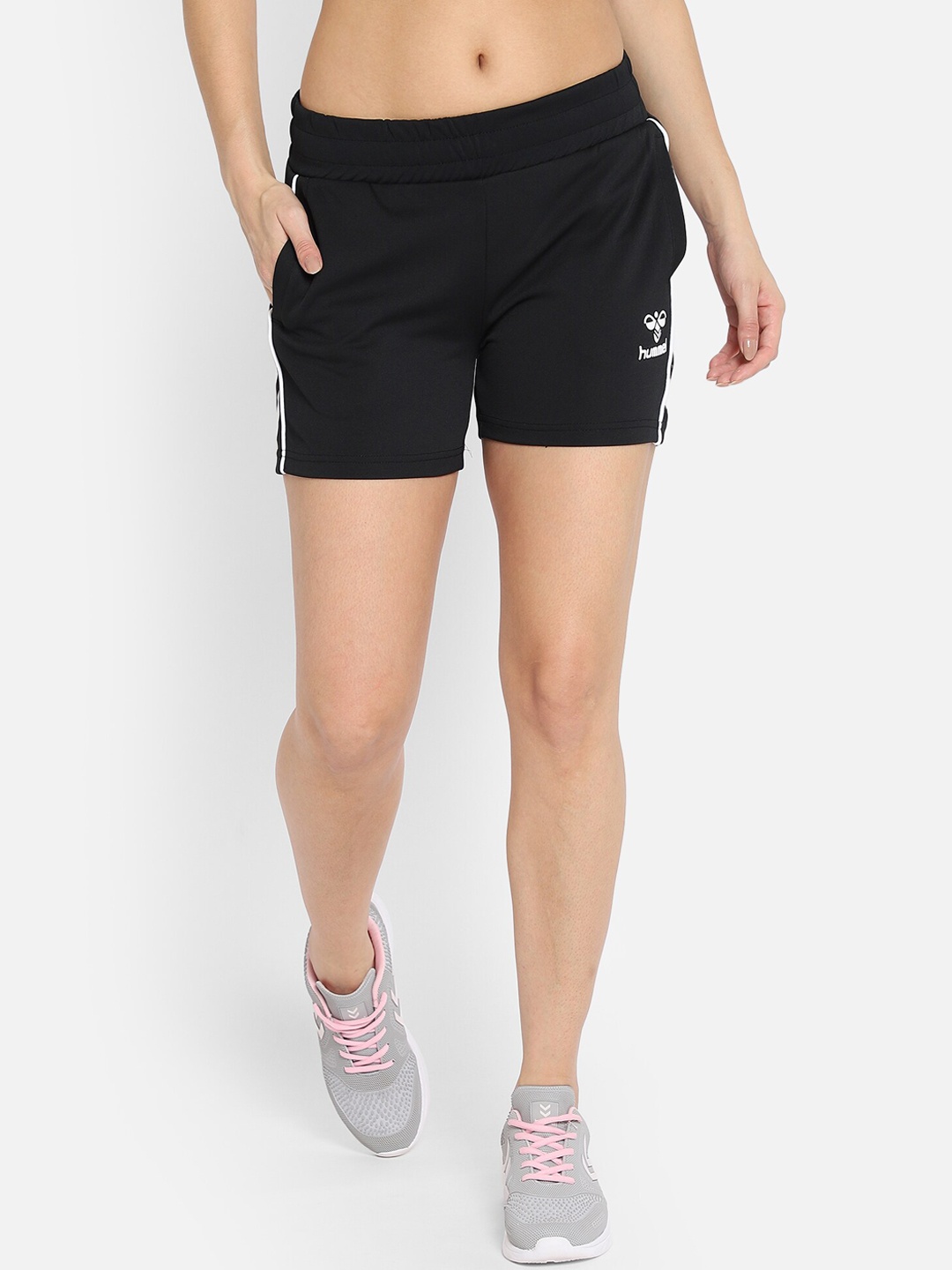 

hummel Women Black Printed Sports Shorts