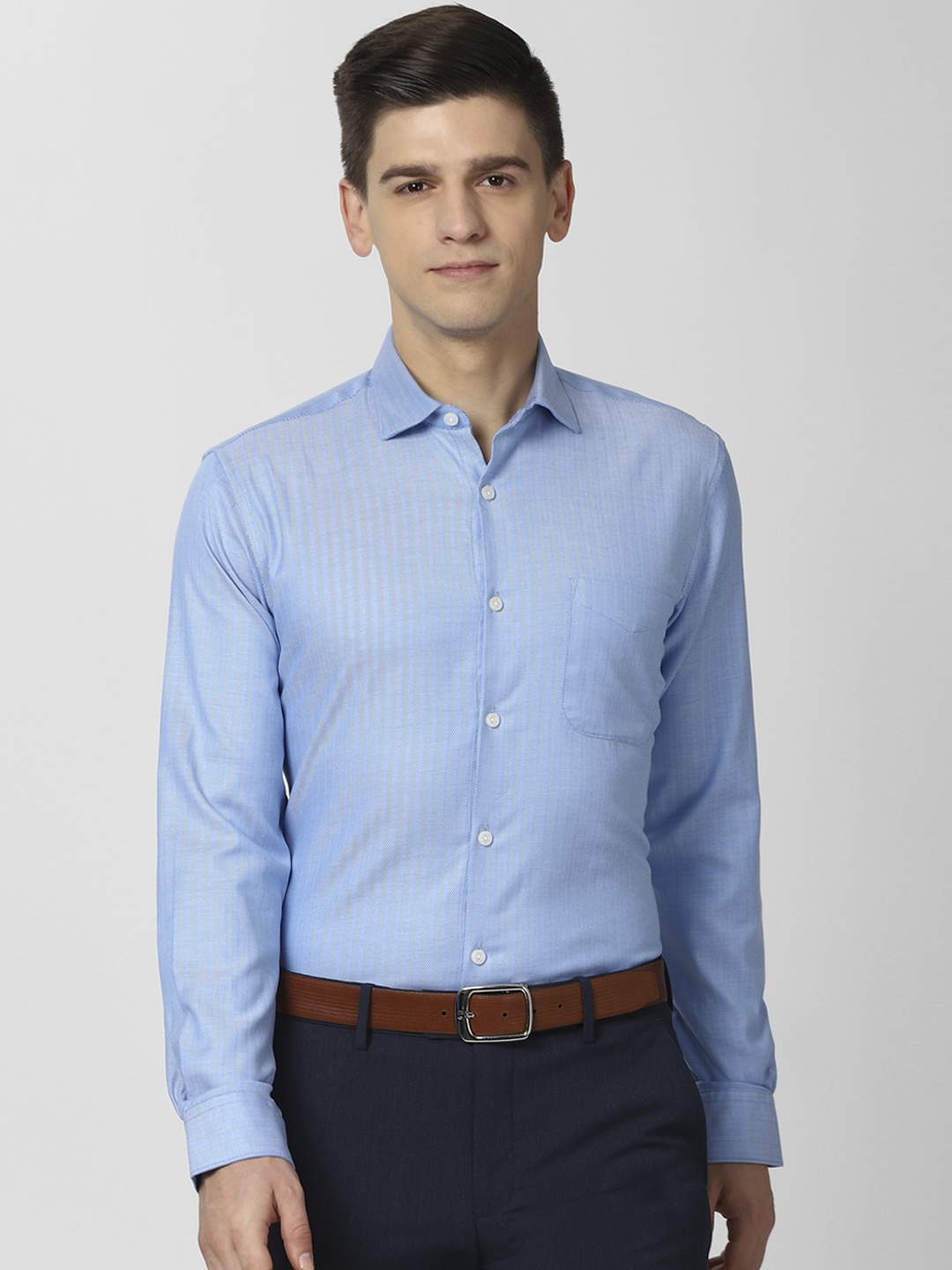 

Peter England Elite Men Blue Pure Cotton Opaque Formal Shirt