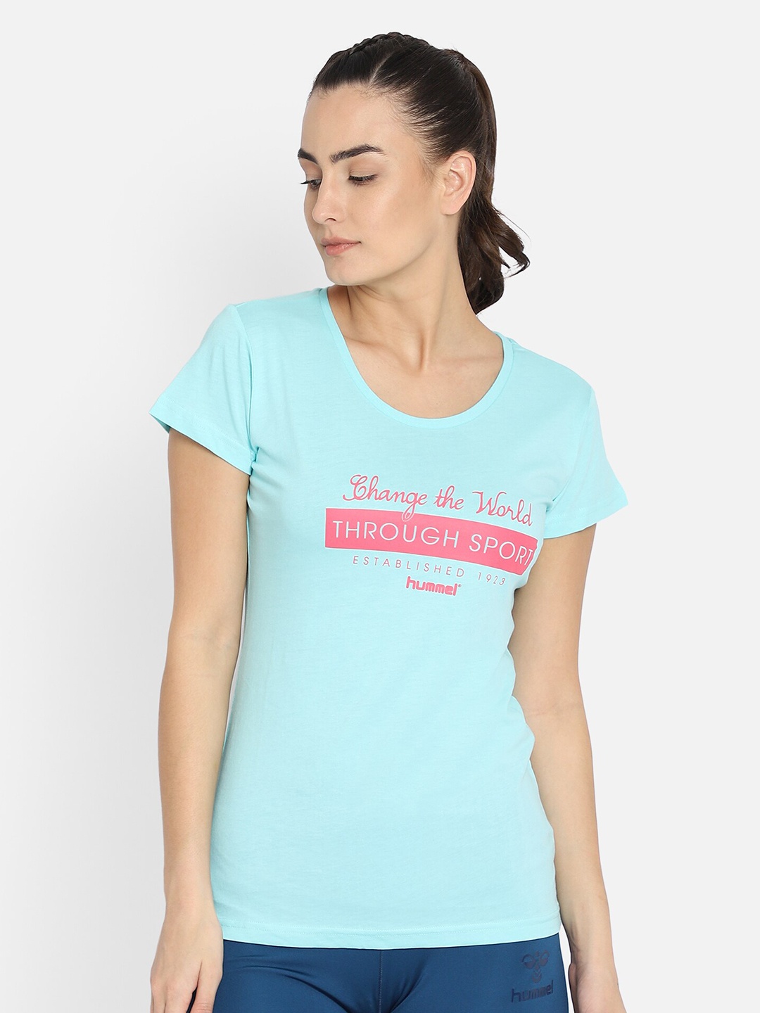 

hummel Women Blue Pure Cotton T-shirt