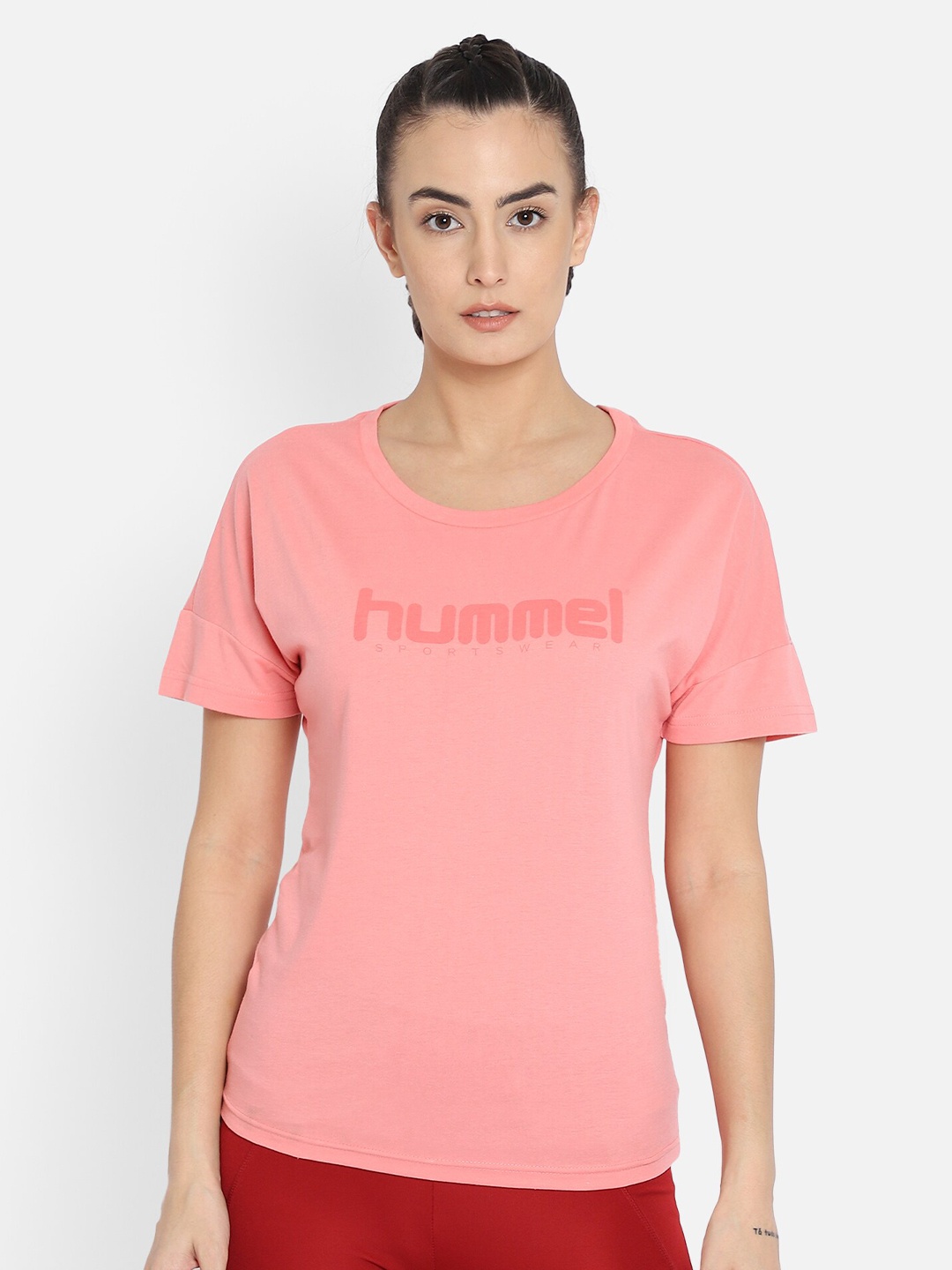 

hummel Women Pink Typography Printed T-shirt