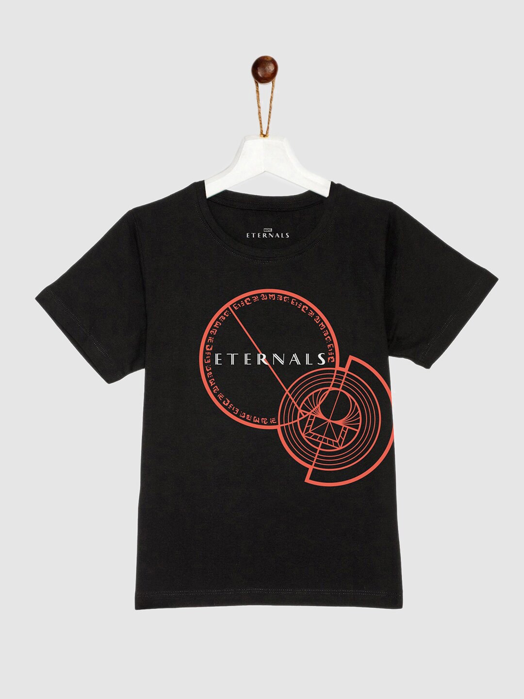 

YK Marvel Boys Black & Orange Eternals Printed Pure Cotton T-shirt
