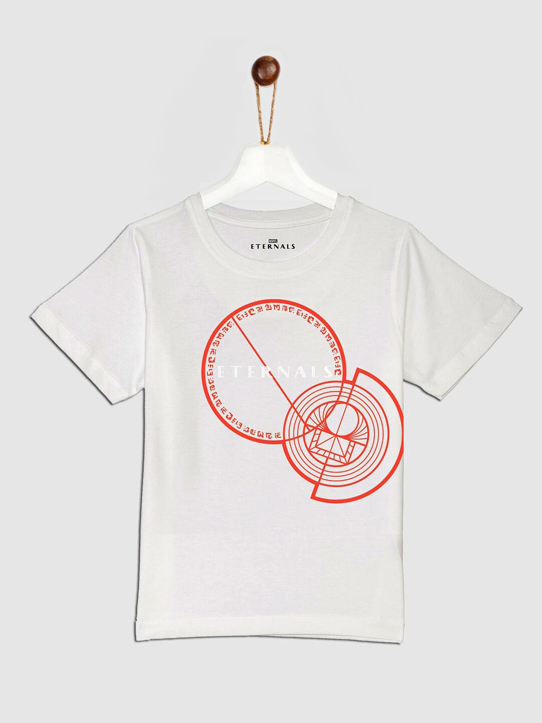 

YK Marvel Boys White & Red Eternals Printed Pure Cotton T-shirt