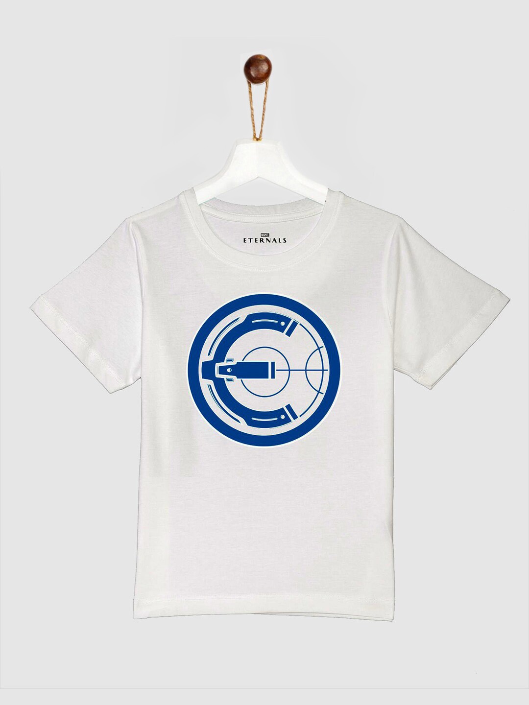 

YK Marvel Boys White & Blue Eternals Printed Pure Cotton T-shirt