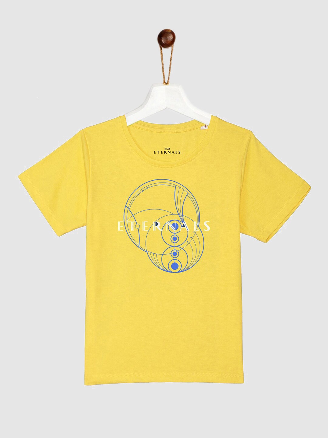

YK Marvel Boys Yellow & Blue Eternals Printed Pure Cotton T-shirt