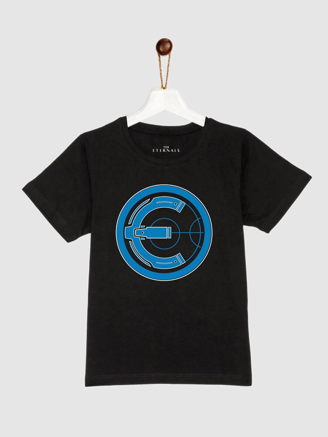 

YK Marvel Boys Black & Blue Eternals Printed Pure Cotton T-shirt