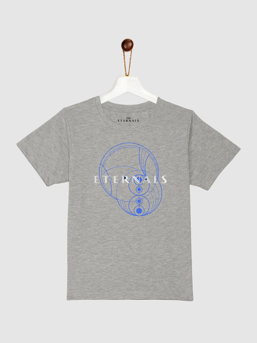 

YK Marvel Boys Grey Melange & Blue Eternals Printed Pure Cotton T-shirt