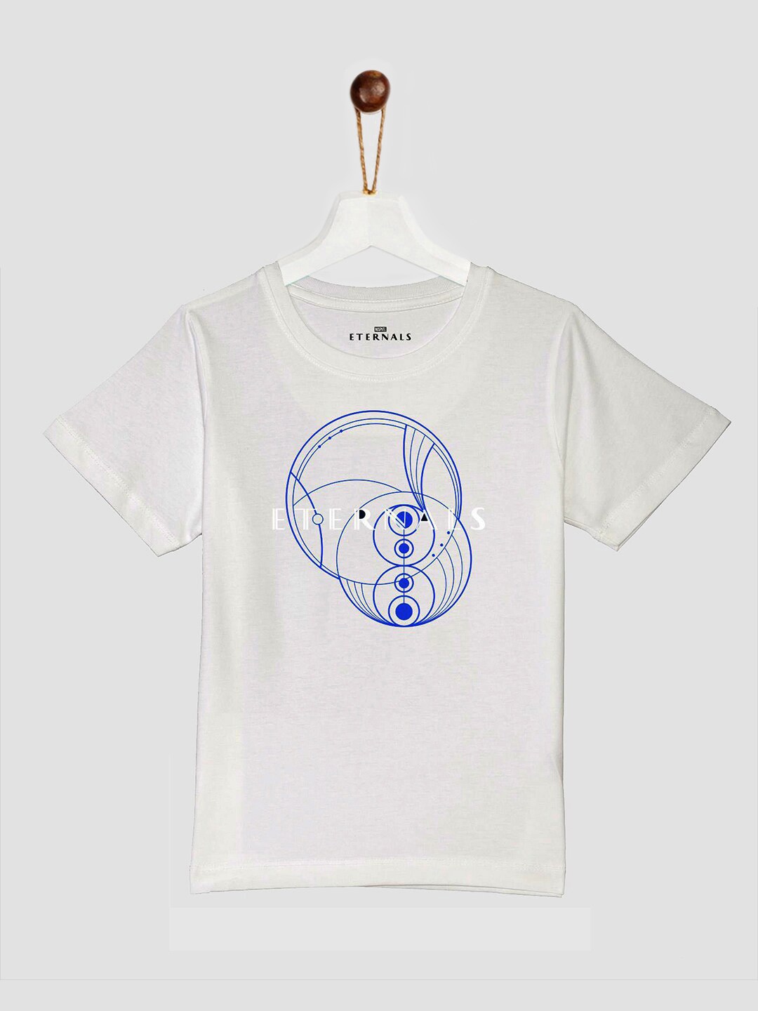 

YK Marvel Boys White & Blue Eternals Printed Pure Cotton T-shirt