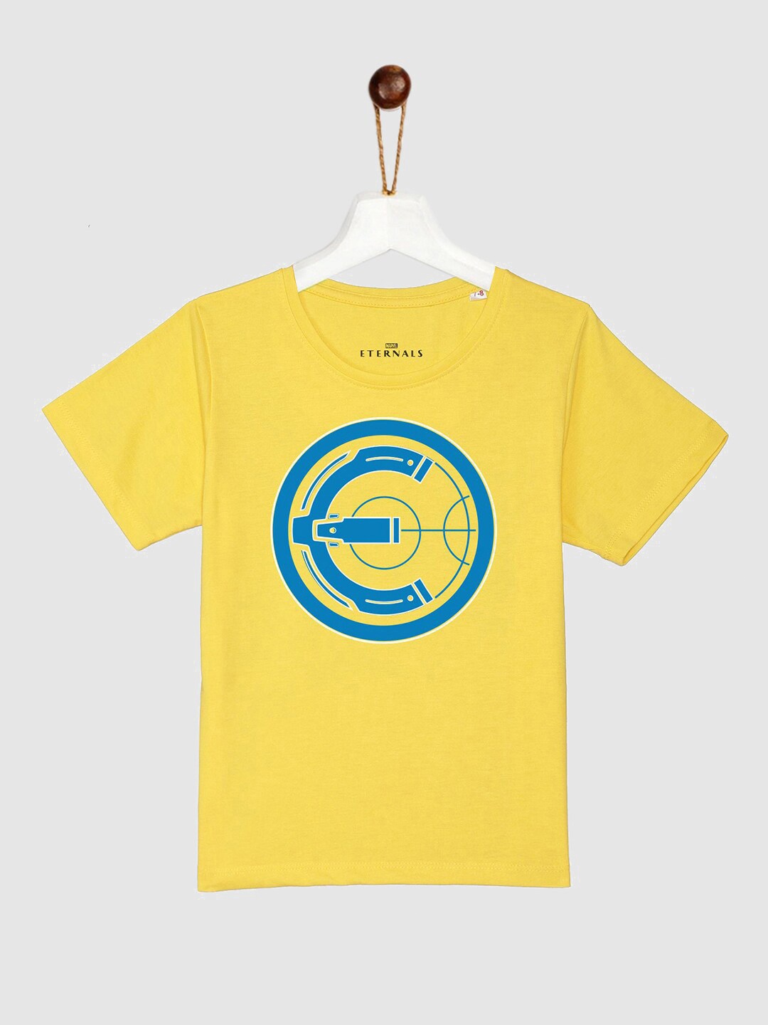 

YK Marvel Boys Yellow & Blue Eternals Printed Pure Cotton T-shirt
