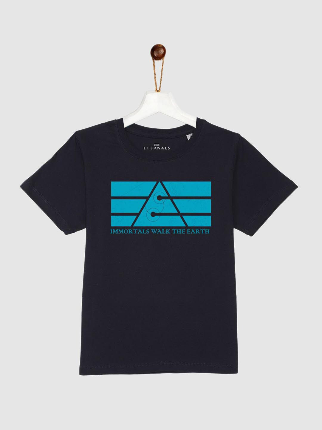 

YK Marvel Boys Navy Blue Eternals Printed Pure Cotton T-shirt