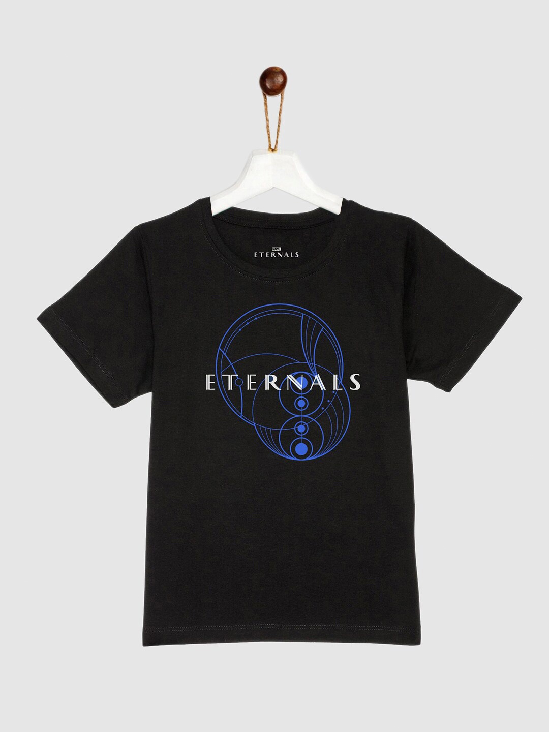 

YK Marvel Boys Black & Blue Eternals Printed Pure Cotton T-shirt