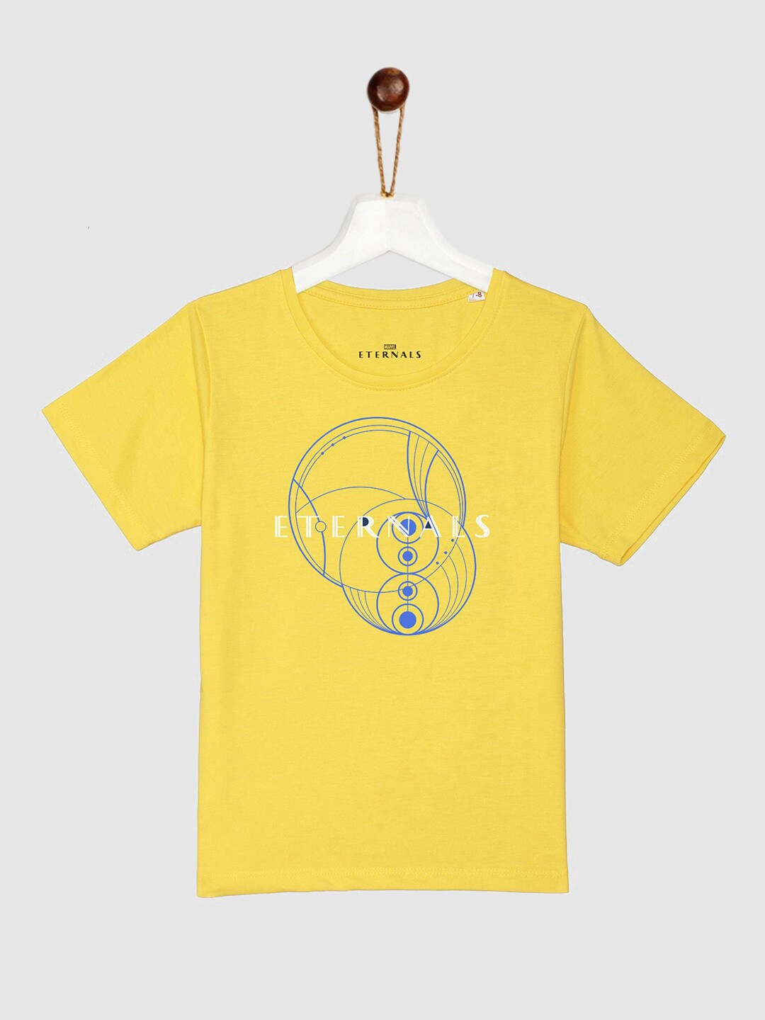 

YK Marvel Boys Yellow & Blue Eternals Printed Pure Cotton T-shirt