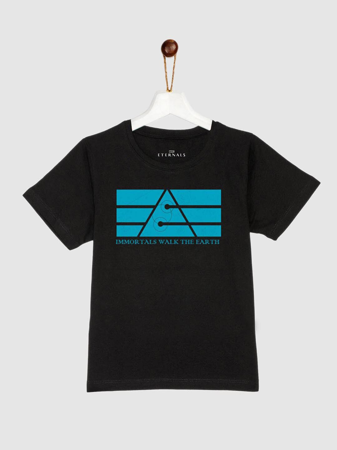 

YK Marvel Boys Black & Blue Eternals Printed Pure Cotton T-shirt