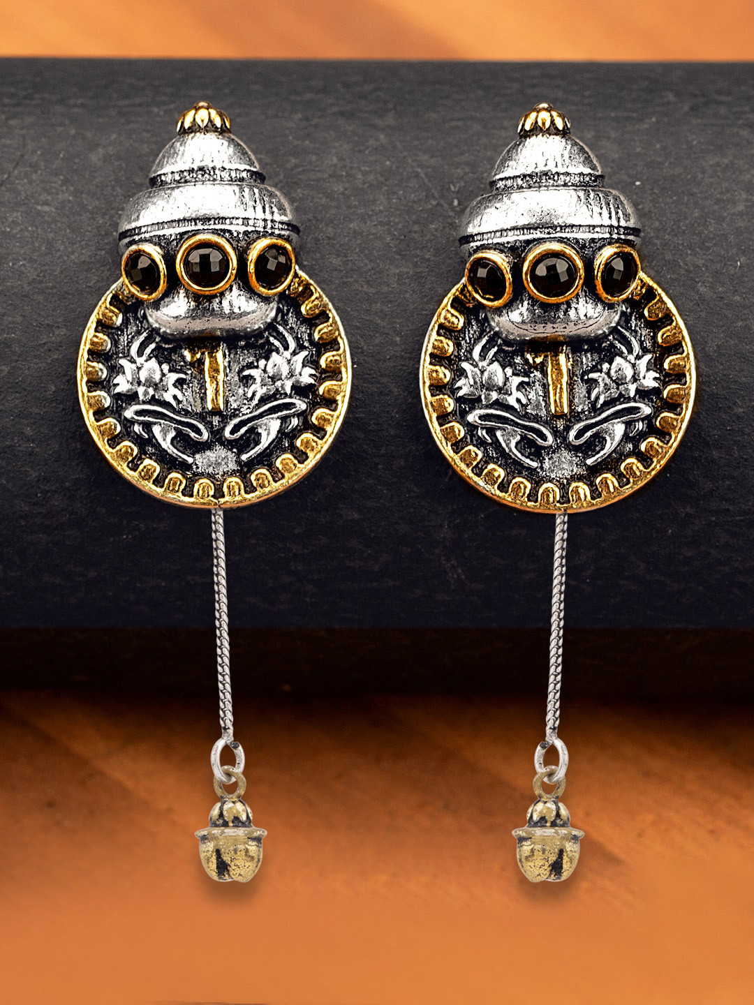 

Voylla Silver-Toned Gullak Coin Chain Dangler Earrings