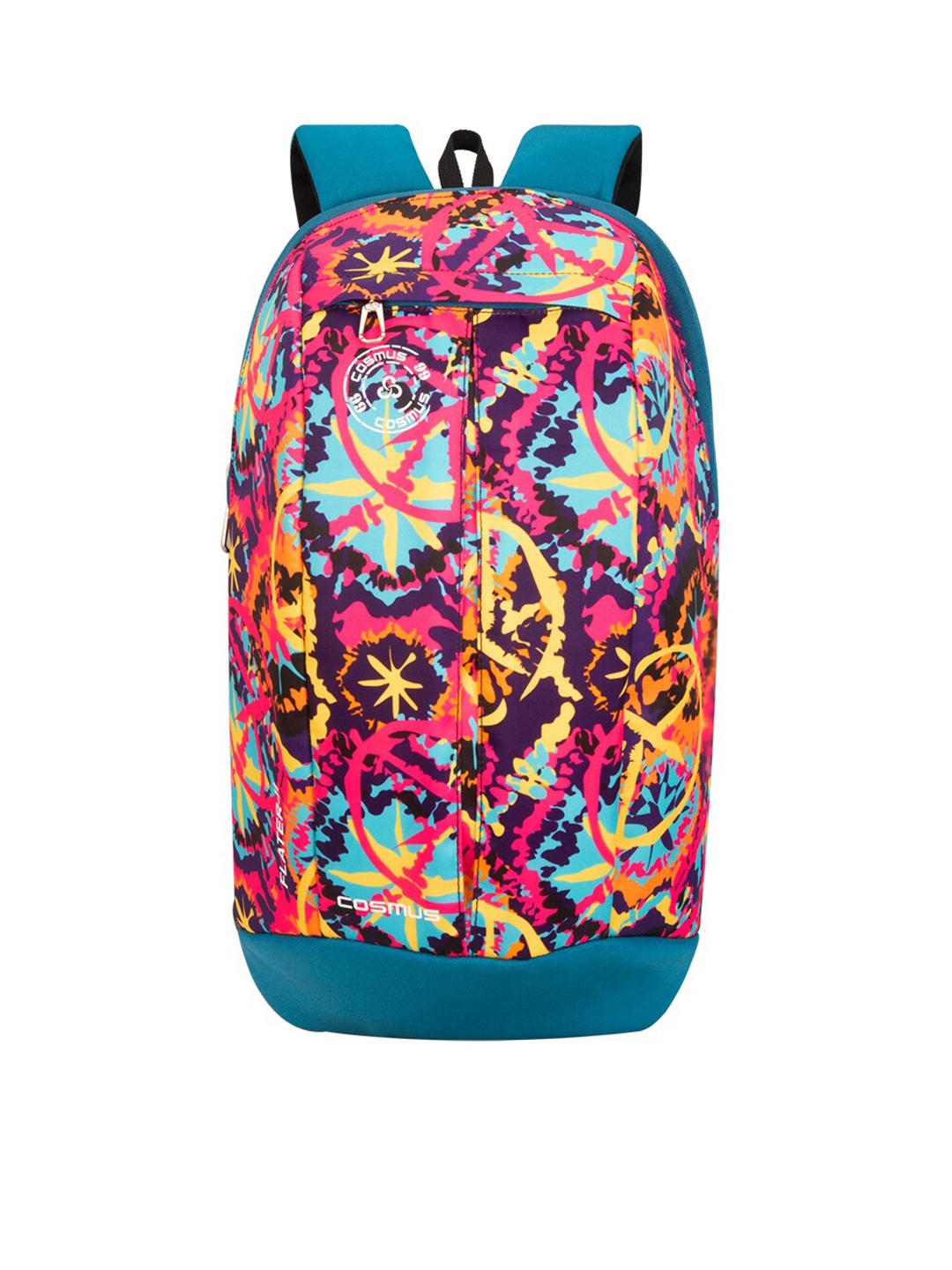 

COSMUS Unisex Teal Blue & Multicoloured Flater Flower Printed Backpack