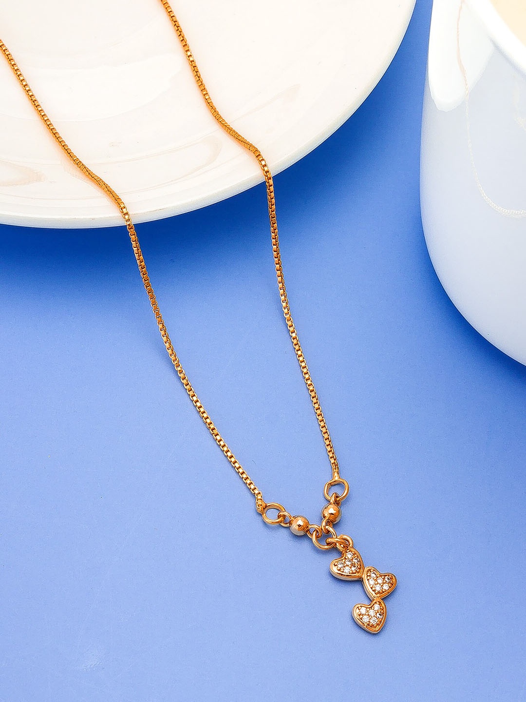 

aadita Gold-Plated White Stone-Studded & Beaded Mangalsutra