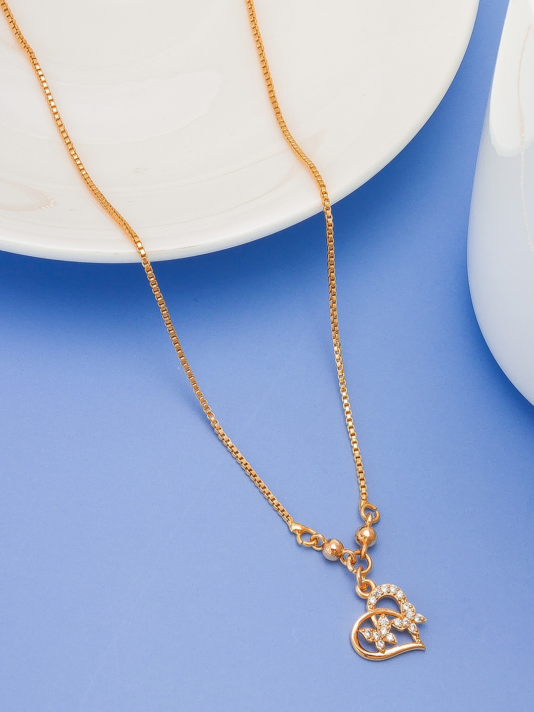 

aadita Gold-Plated & White Stone Studded Mangalsutra