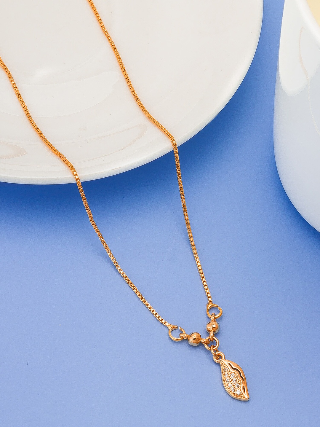 aadita Gold-Plated White Stone-Studded & Beaded Mangalsutra