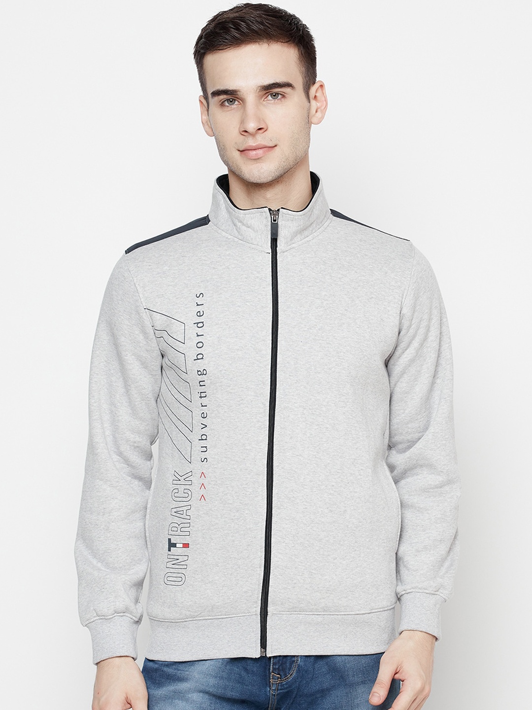 

Octave Men Grey Printed Fleece Sweatshirt