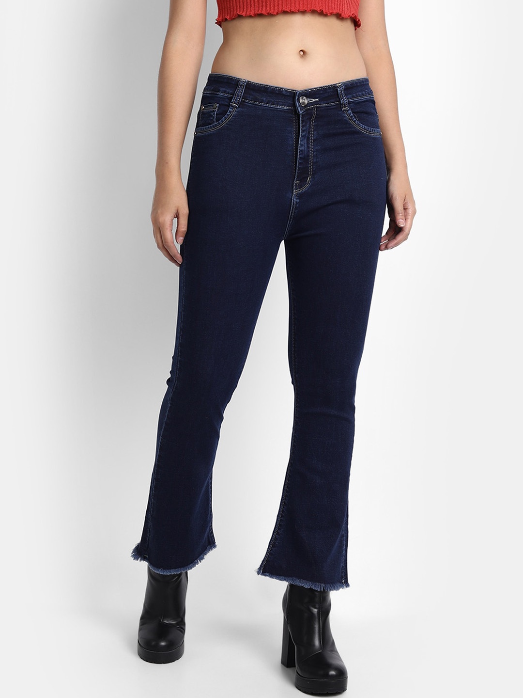

BROADSTAR Women Navy Blue Jean Bootcut Stretchable Jeans