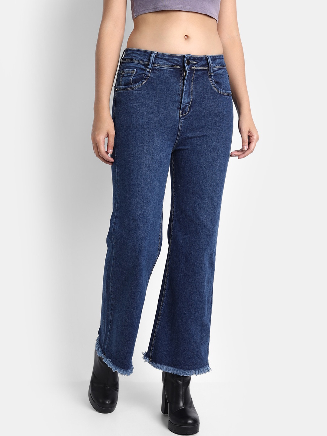 

BROADSTAR Women Navy Blue Jean Bootcut Stretchable Jeans