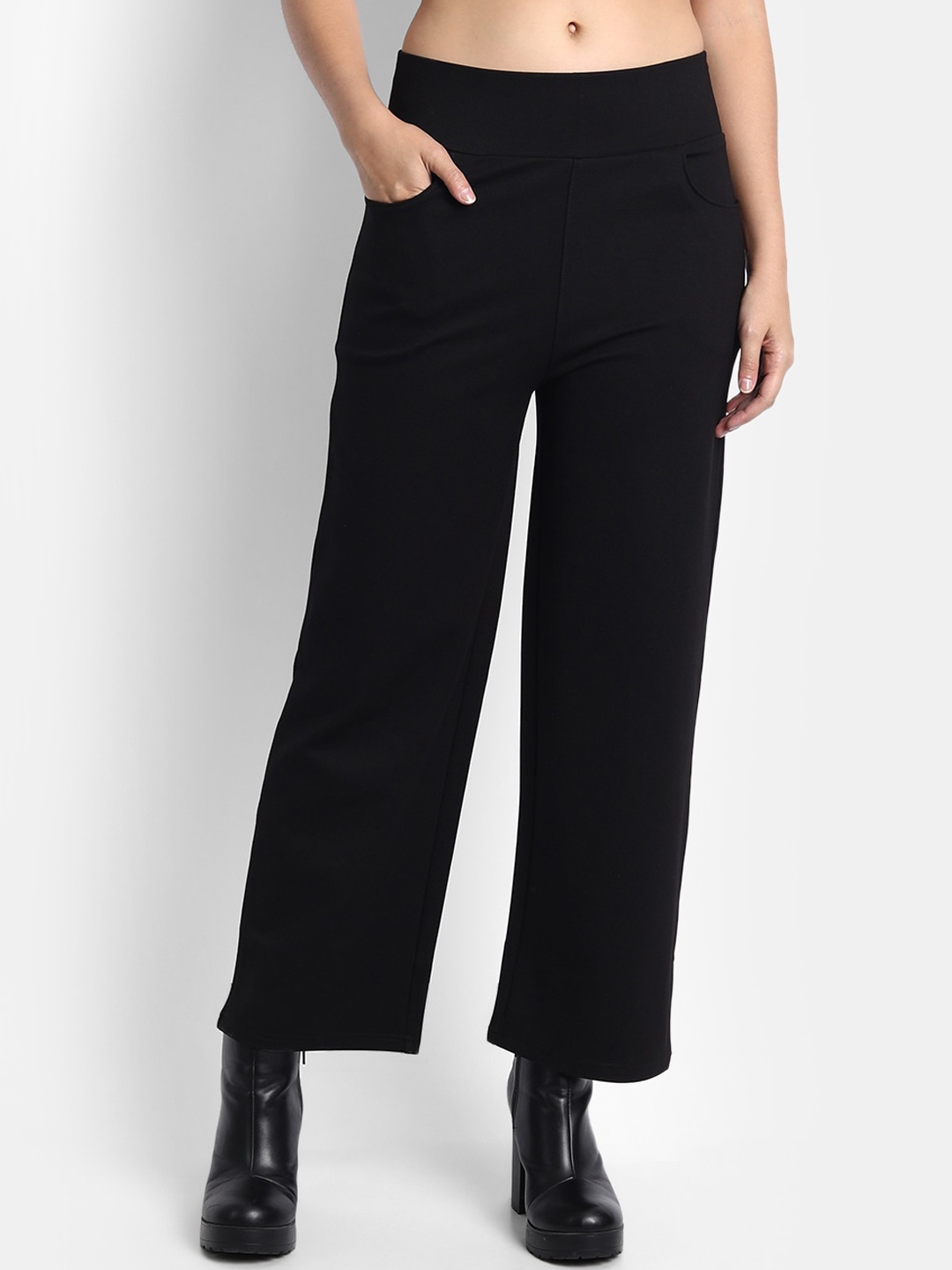 

BROADSTAR Women Navy Blue Loose Fit Parallel Trousers