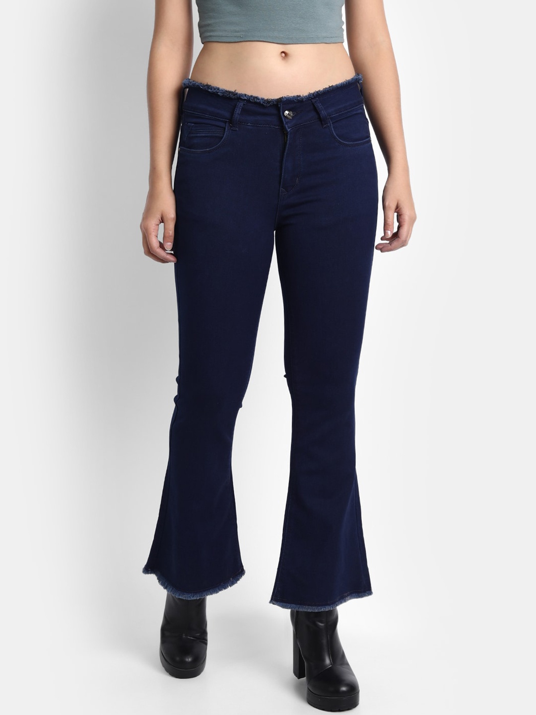

BROADSTAR Women Navy Blue Jean Bootcut Stretchable Jeans