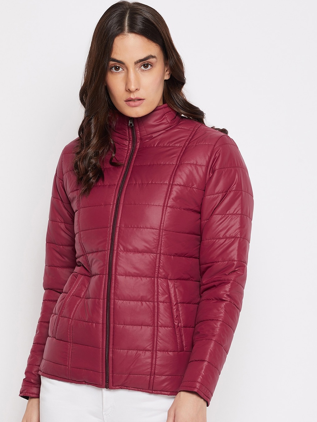 

PURYS Women Maroon Puffer Jacket