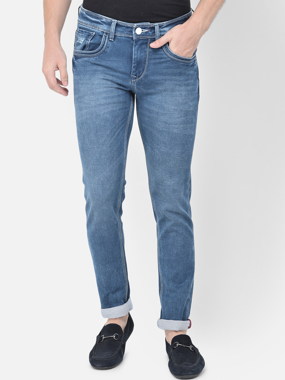 

Canary London Men Blue Smart Skinny Fit Low-Rise Heavy Fade Stretchable Jeans