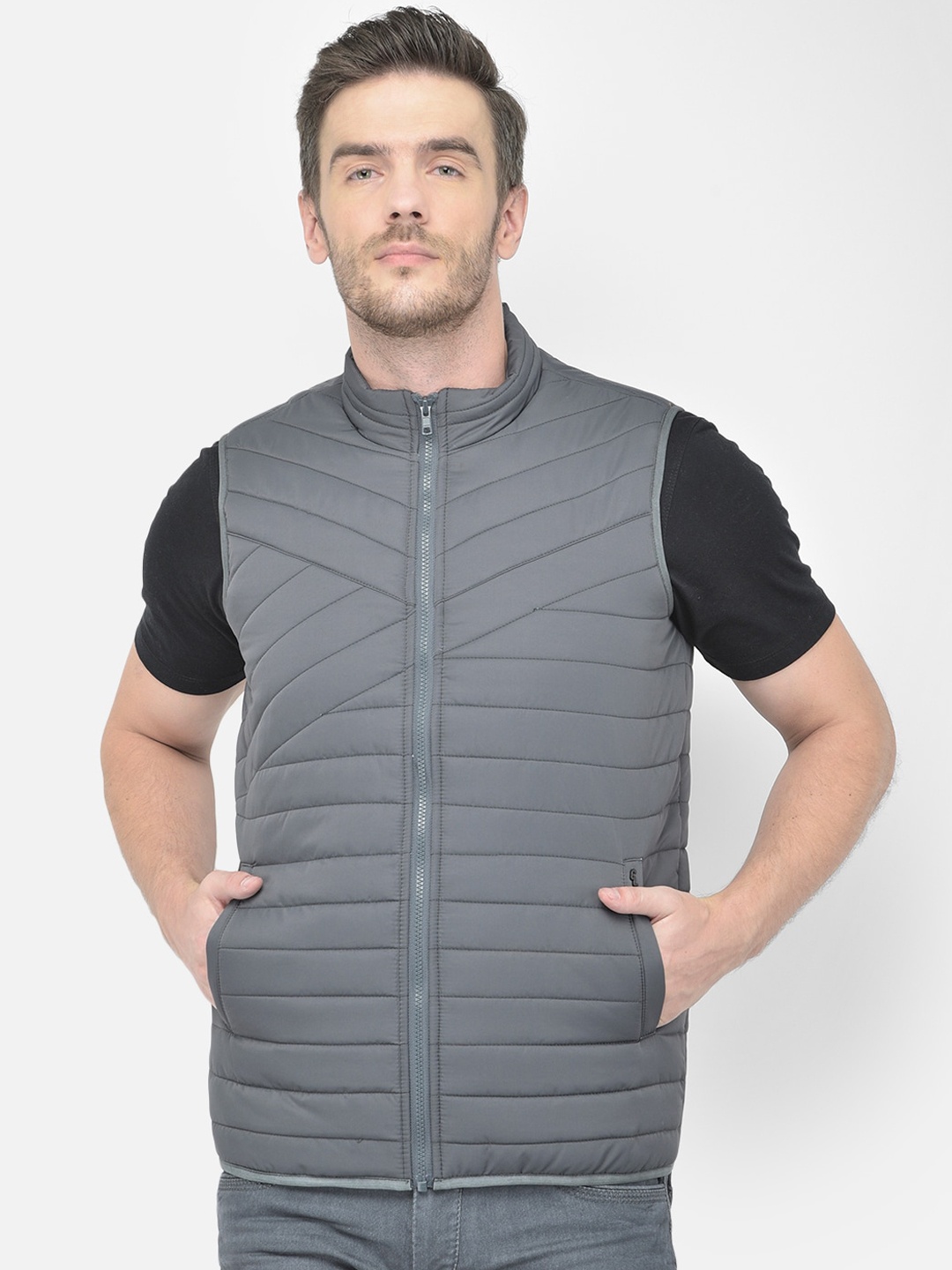 

Canary London Men Grey Solid Puffer Jacket