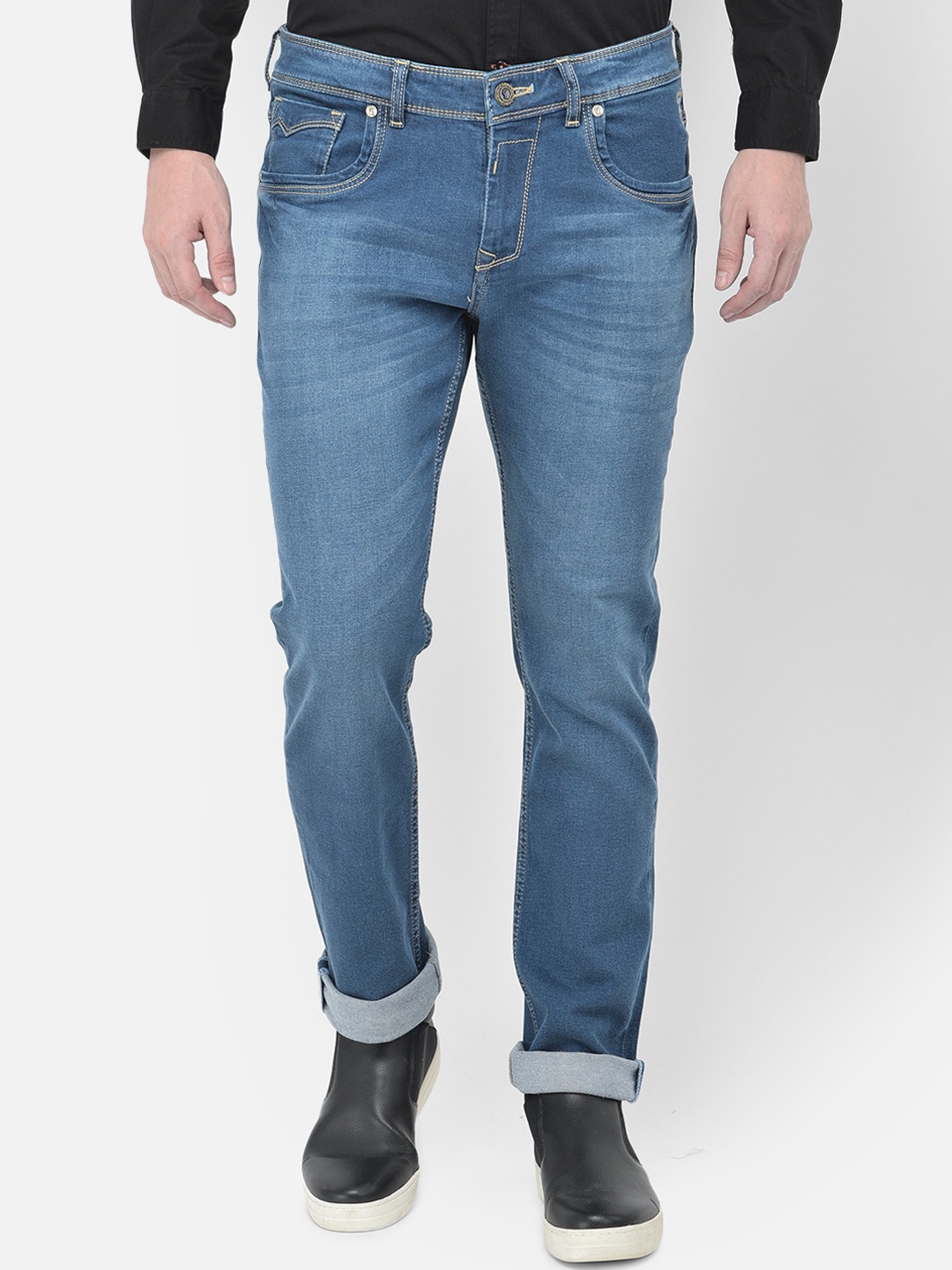 

Canary London Men Blue Smart Slim Fit Low-Rise Light Fade Stretchable Jeans