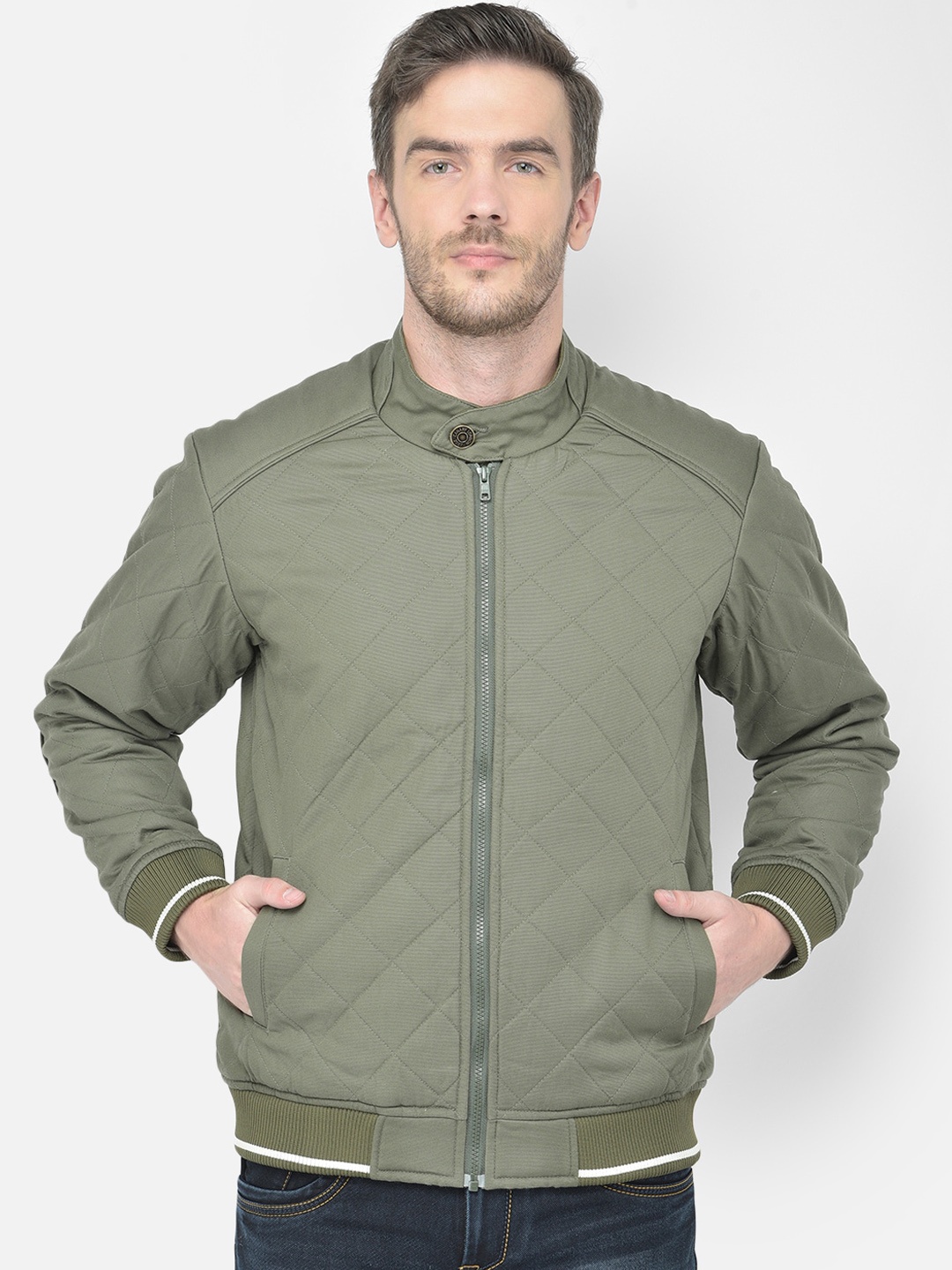 

Canary London Men Olive Green Bomber Jacket