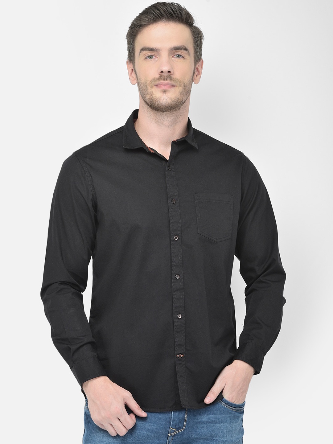 

Canary London Men Black Smart Slim Fit Opaque Casual Shirt