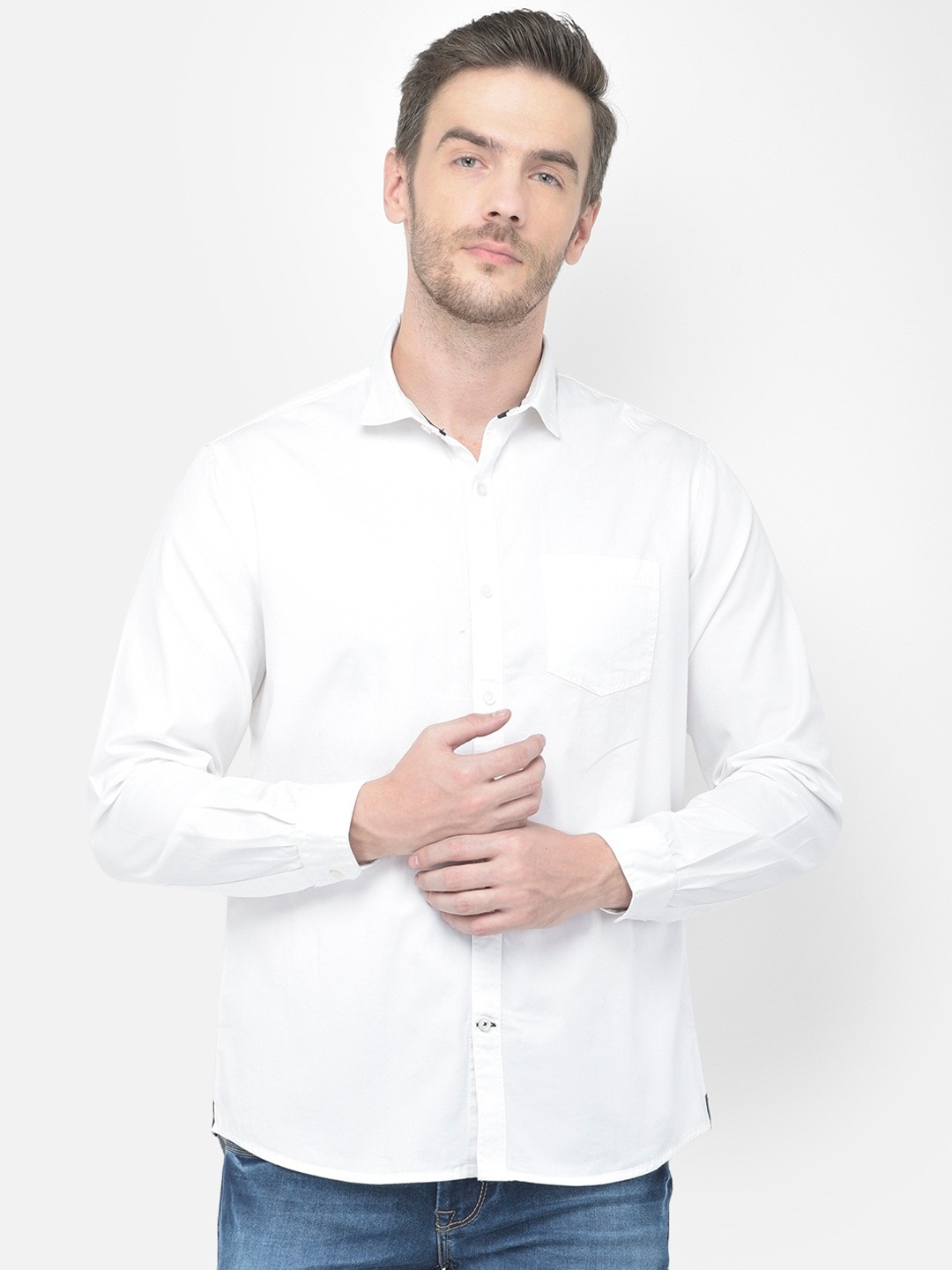 

Canary London Men White Smart Slim Fit Opaque Casual Shirt
