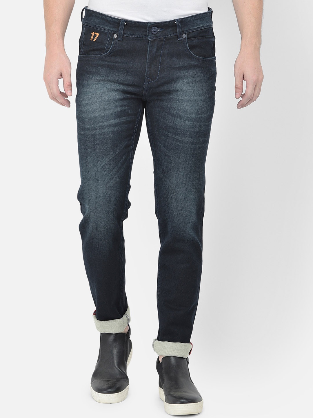

American Archer Men Blue Smart Skinny Fit Low-Rise Heavy Fade Stretchable Jeans