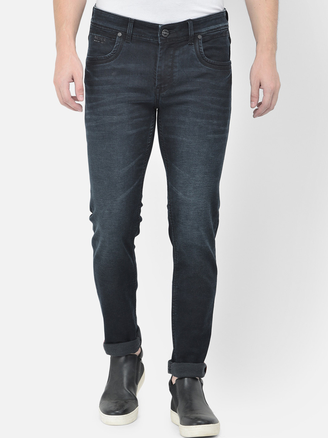 

American Archer Men Black Smart Skinny Fit Low-Rise Light Fade Stretchable Jeans