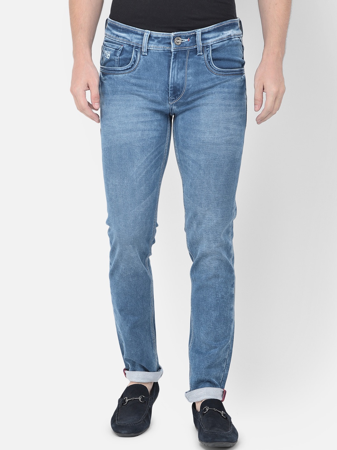 

American Archer Men Blue Smart Skinny Fit Low-Rise Heavy Fade Stretchable Jeans