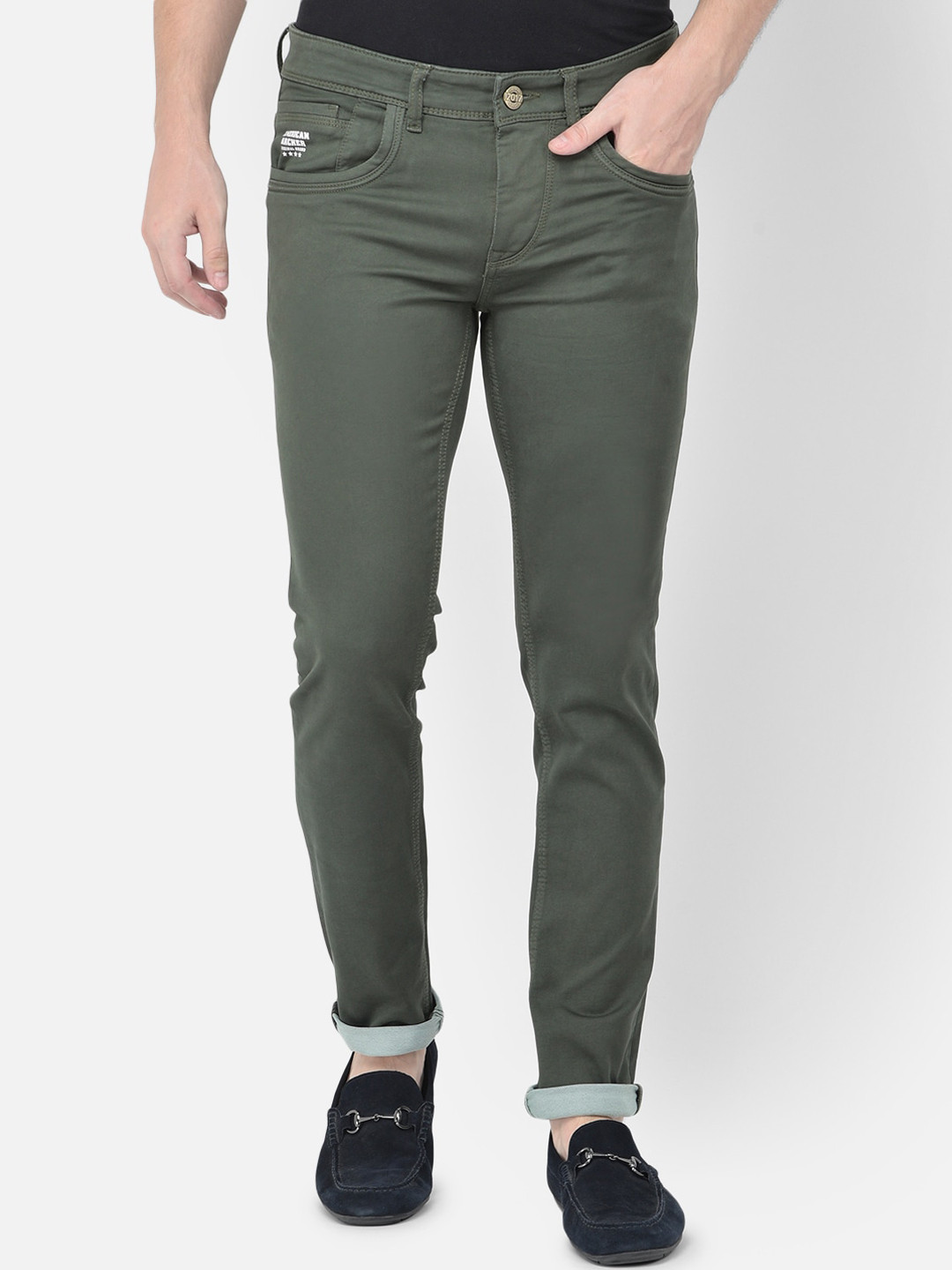 

American Archer Men Olive Green Smart Skinny Fit Low-Rise Stretchable Jeans