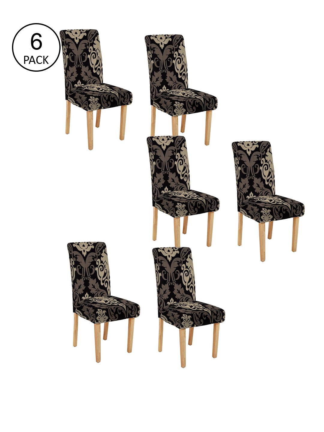 

Cortina Set Of 6 Black & Beige Printed Chair Covers