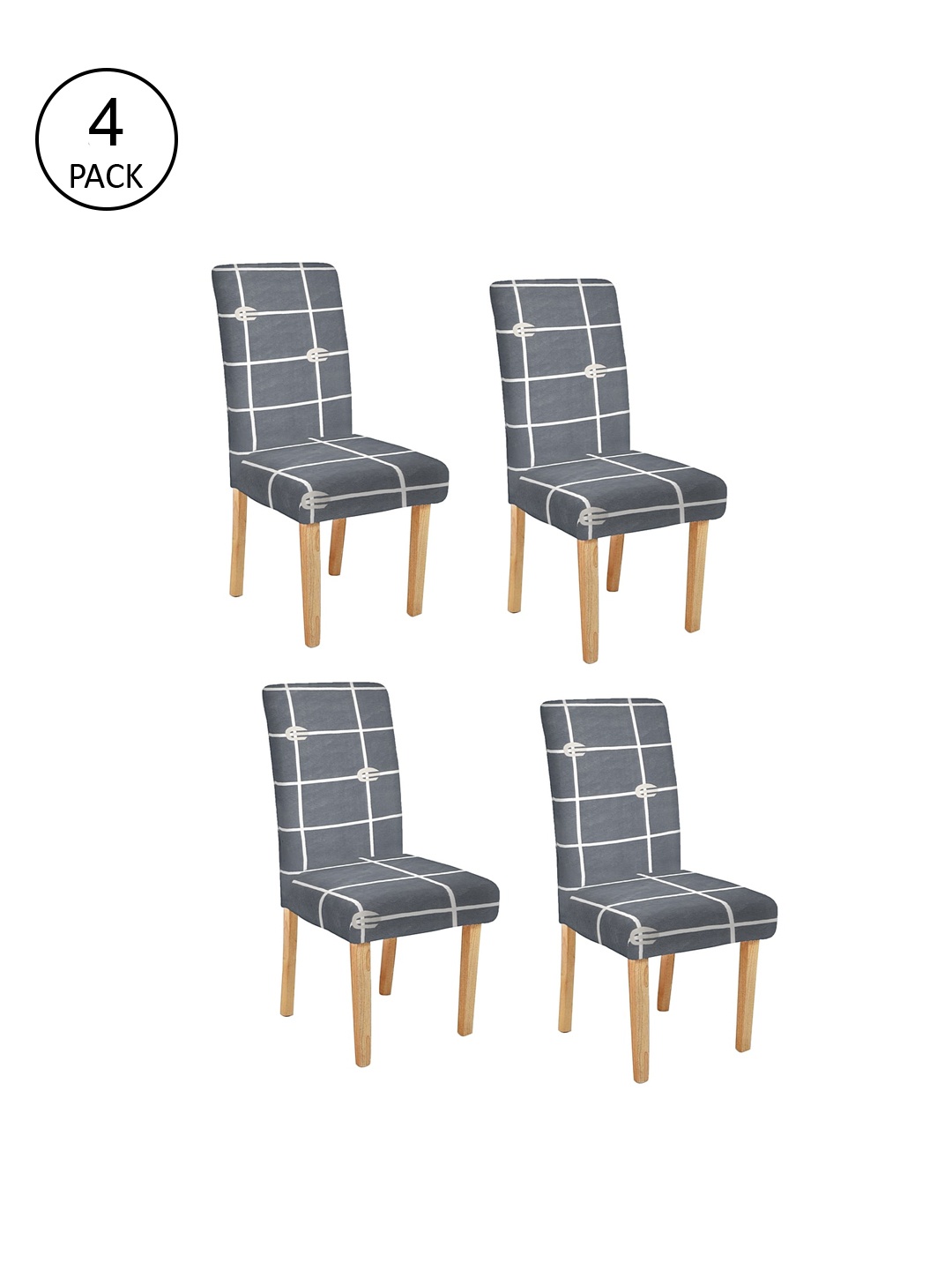 

Cortina Set of 4 Grey & White Checked Chair Covers