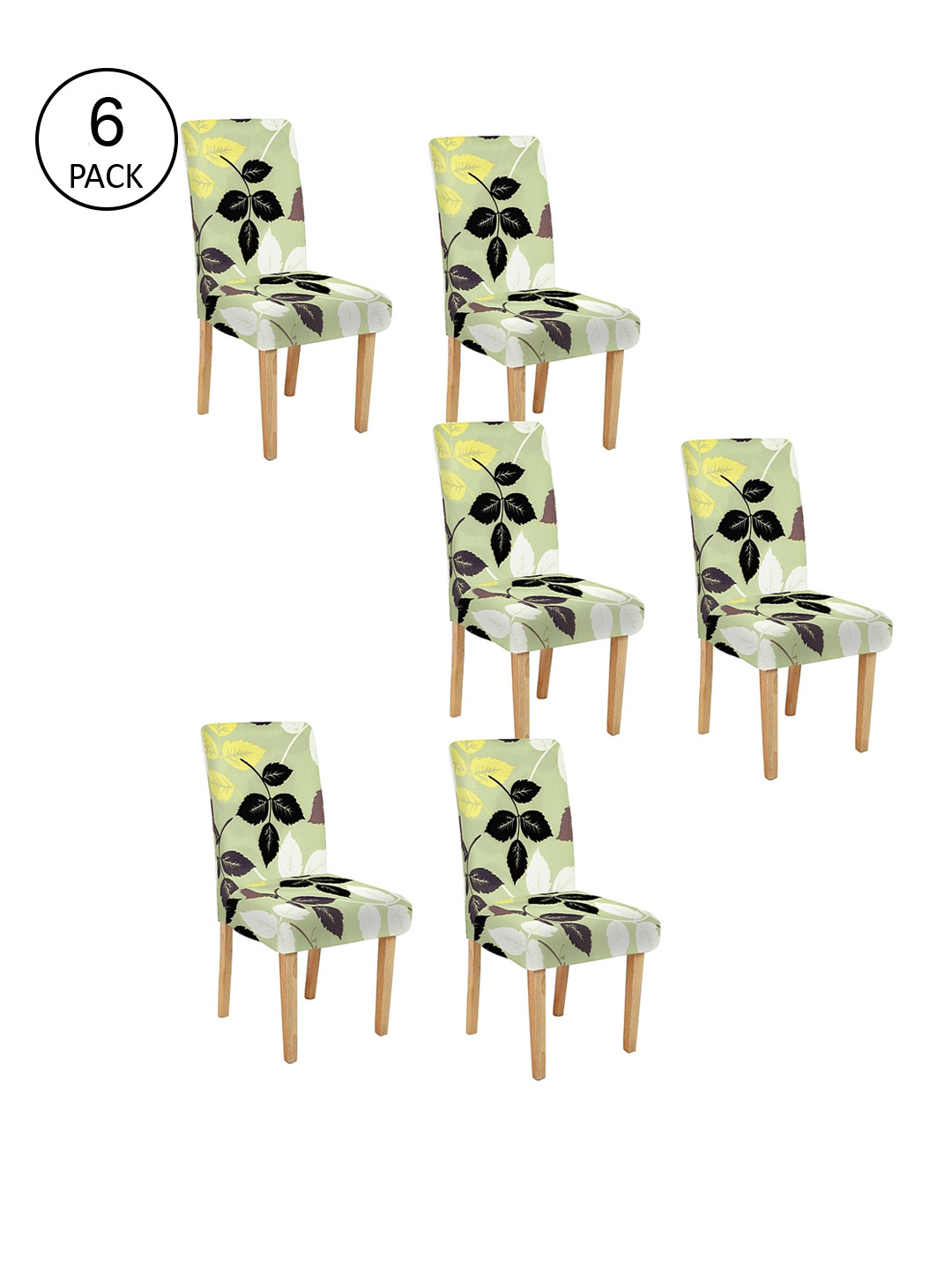

Cortina Set Of 6 Green & Black Printed Chair Covers